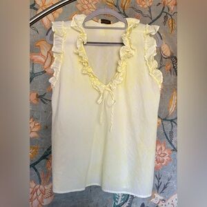 STAR X Ruffled White and Yellow Blouse